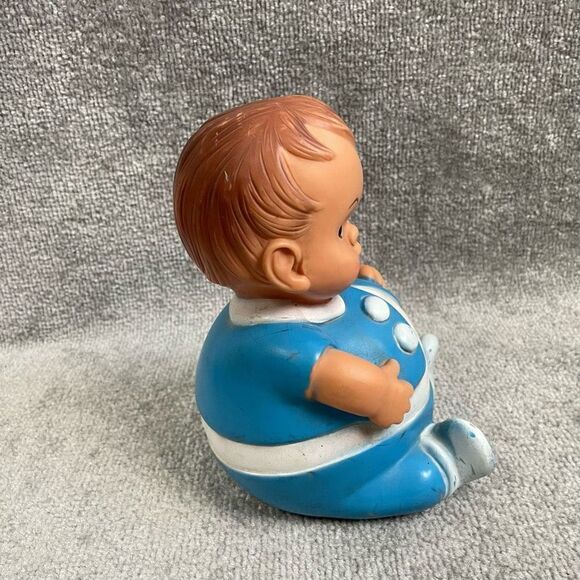 Vintage 1967 Uneeda Doll Co Plum Pees Rubber Blue Toy - Picture 4 of 7